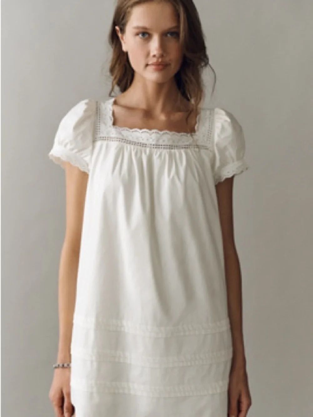 Reformation | Women’s White Cotton Lace-Trim Nightdress Size S